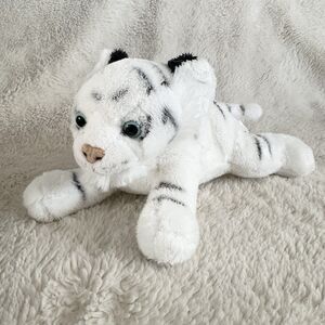 Wildlife Artists Small White Tiger Cat Plush 8” Floppy Stuffed Animal Zoo